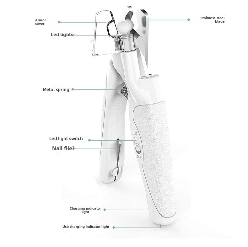 Rechargeable USB LED Pet Nail Clipper with Built-In File