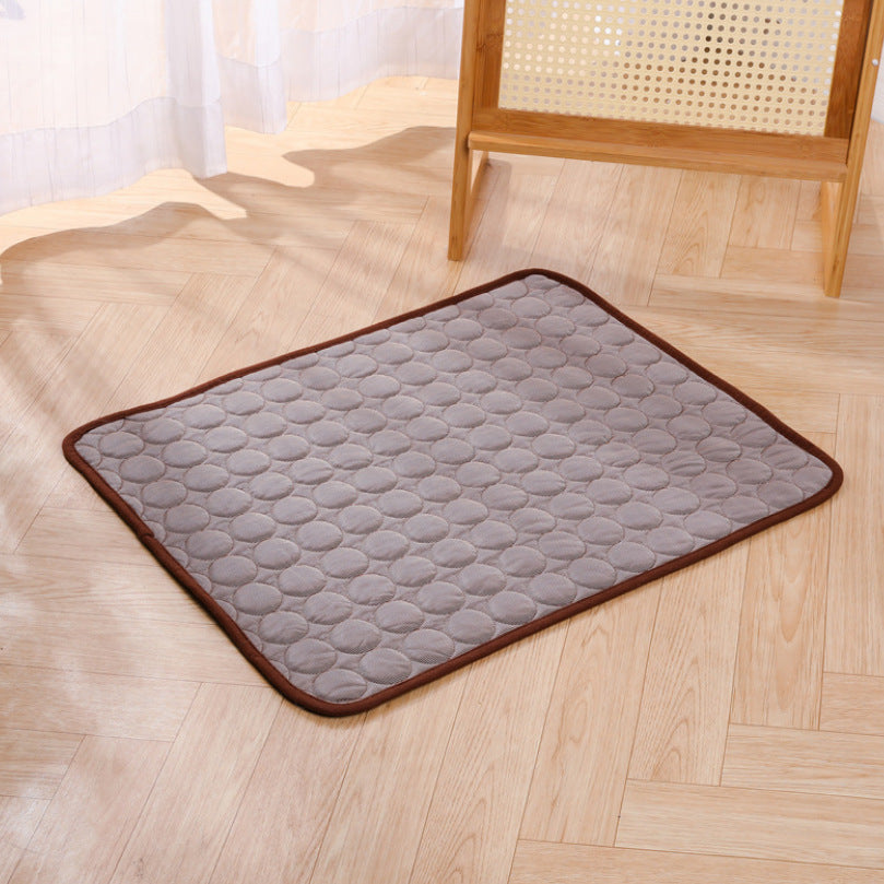 Ice silk cooling mat for dogs and cats in Brown