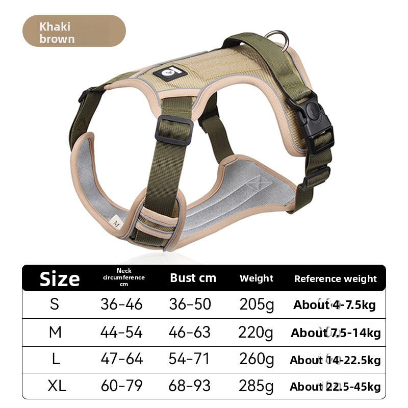 Padded mesh dog chest harness for medium and large dogs in grey, view 5