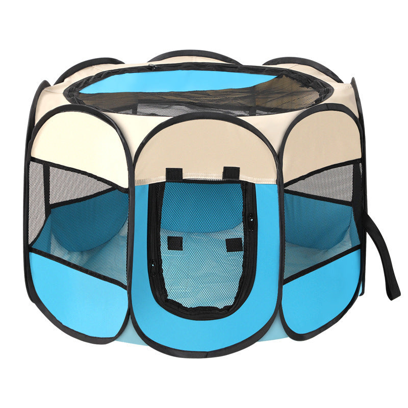 Foldable octagonal Oxford fabric pet playpen tent with mesh windows, product image 7