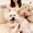 Soft cotton two-leg dog coat for matching outfits in Pink, front view
