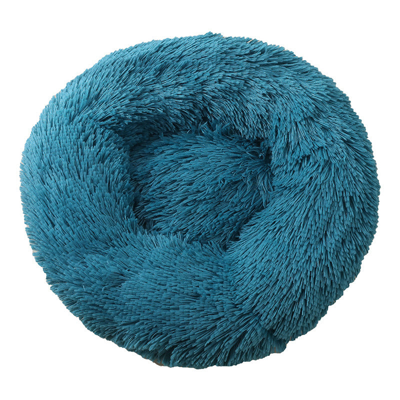 Light grey round deep sleep pet bed with soft plush, photo 62