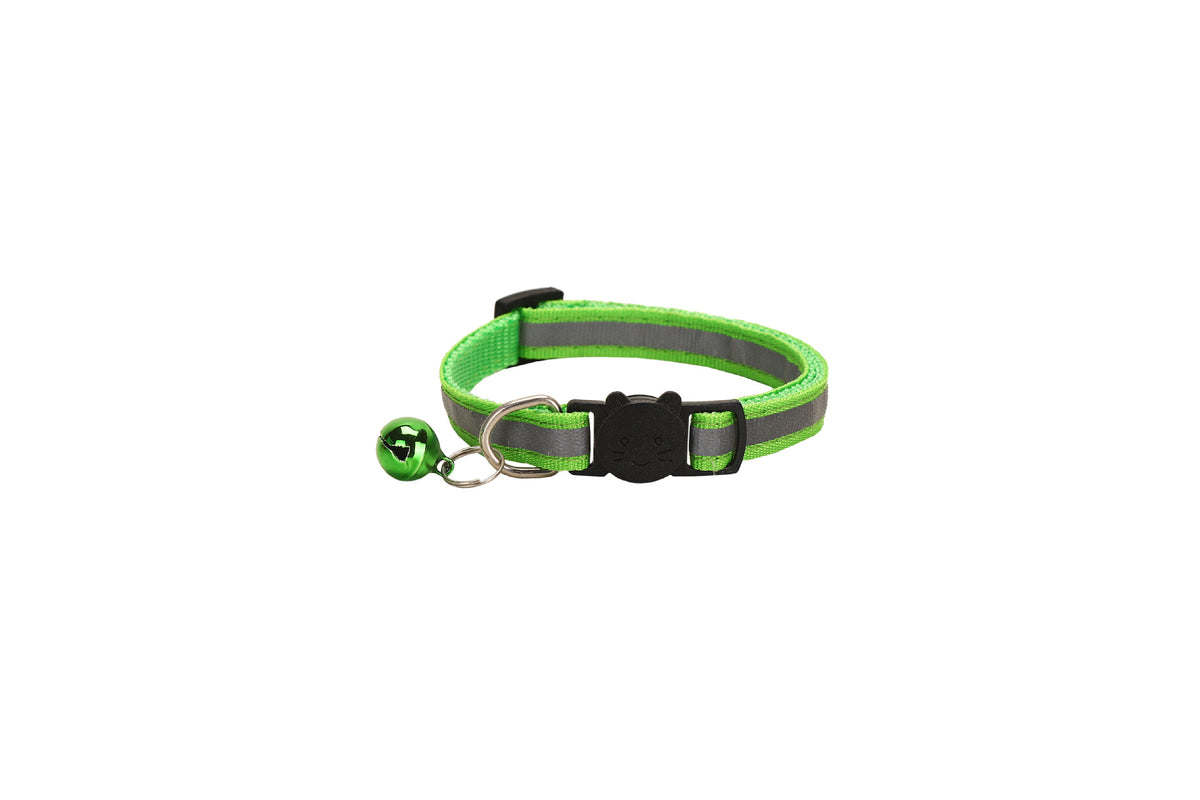 Reflective breakaway cat collar with silicone AirTag holder sleeve and bell, view 13