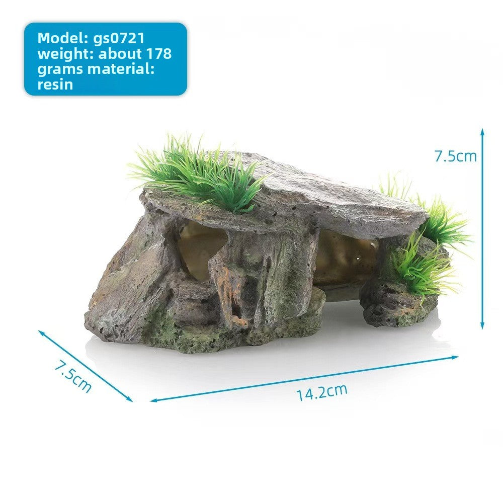 Resin rock turtle basking platform and reptile hide in Style BS0721