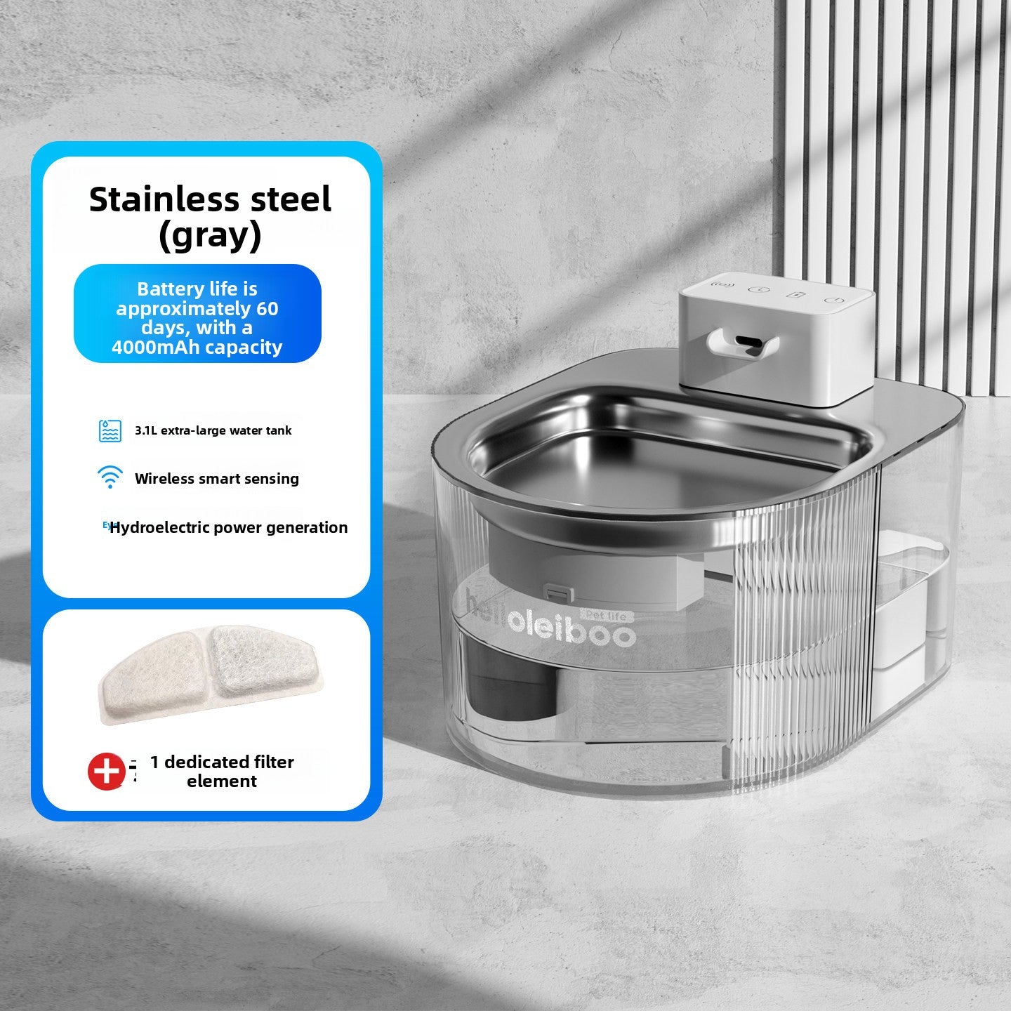 12-Piece Replacement Filter Pack for Wireless Sensor Stainless Steel Pet Water Dispenser