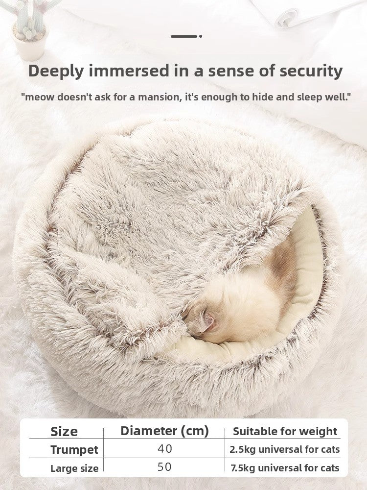 Semi-enclosed plush cat bed, photo 3 of 29
