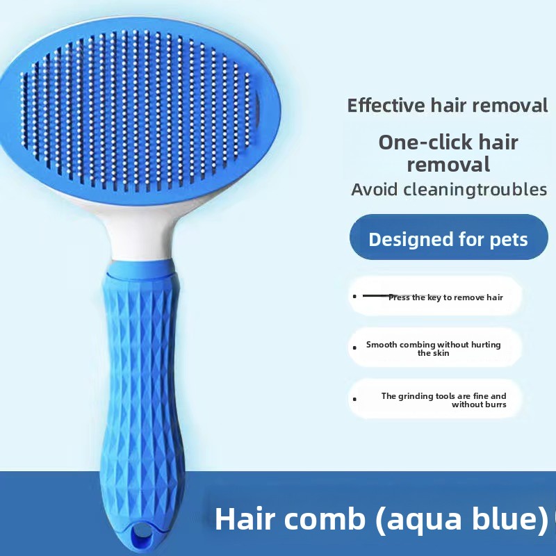Press-to-Release Self-Cleaning Pet Comb with Protective Beads