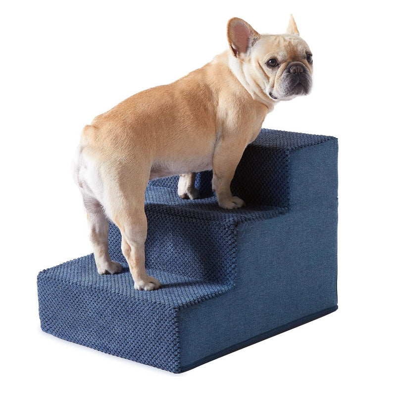 Right-angle sponge pet stairs in Blue, size 3 Step 54 x 38 x 40cm