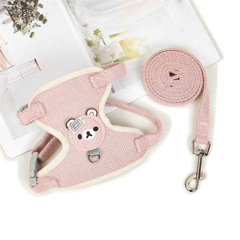 Cloth vest harness with lead for small pets in 4 colour options