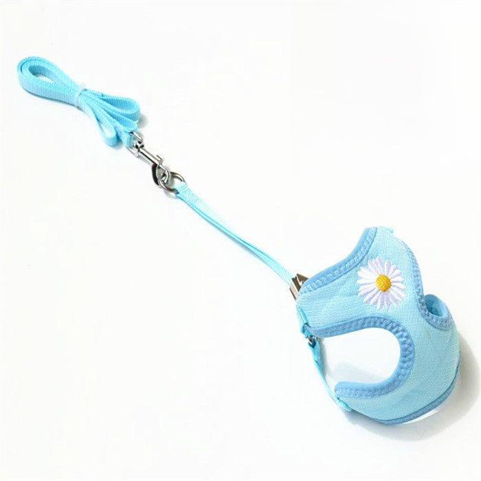 Embroidered mesh pet harness and lead set in 7 colour options