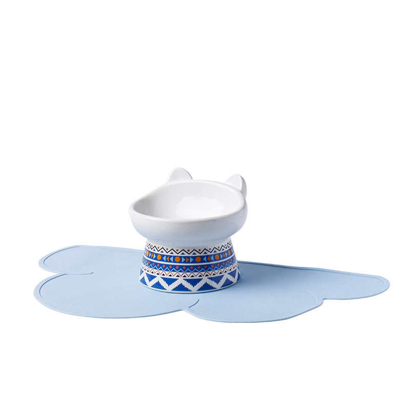 Ceramic Pet Bowl with Anti-Spill Design and Silicone Pad