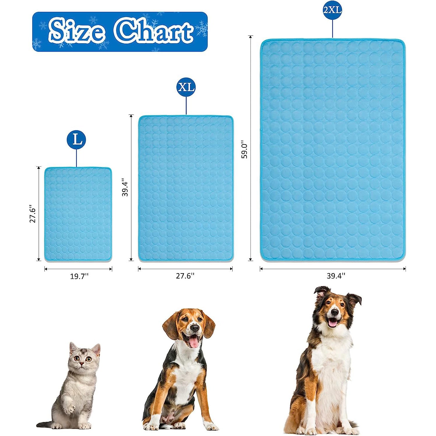 Ice silk dog cooling pad in light blue, photo 2 of 8