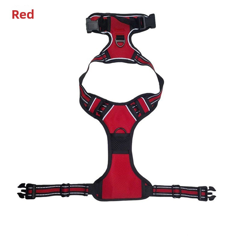 Reflective Oxford cloth dog harness with adjustable straps in red, view 11
