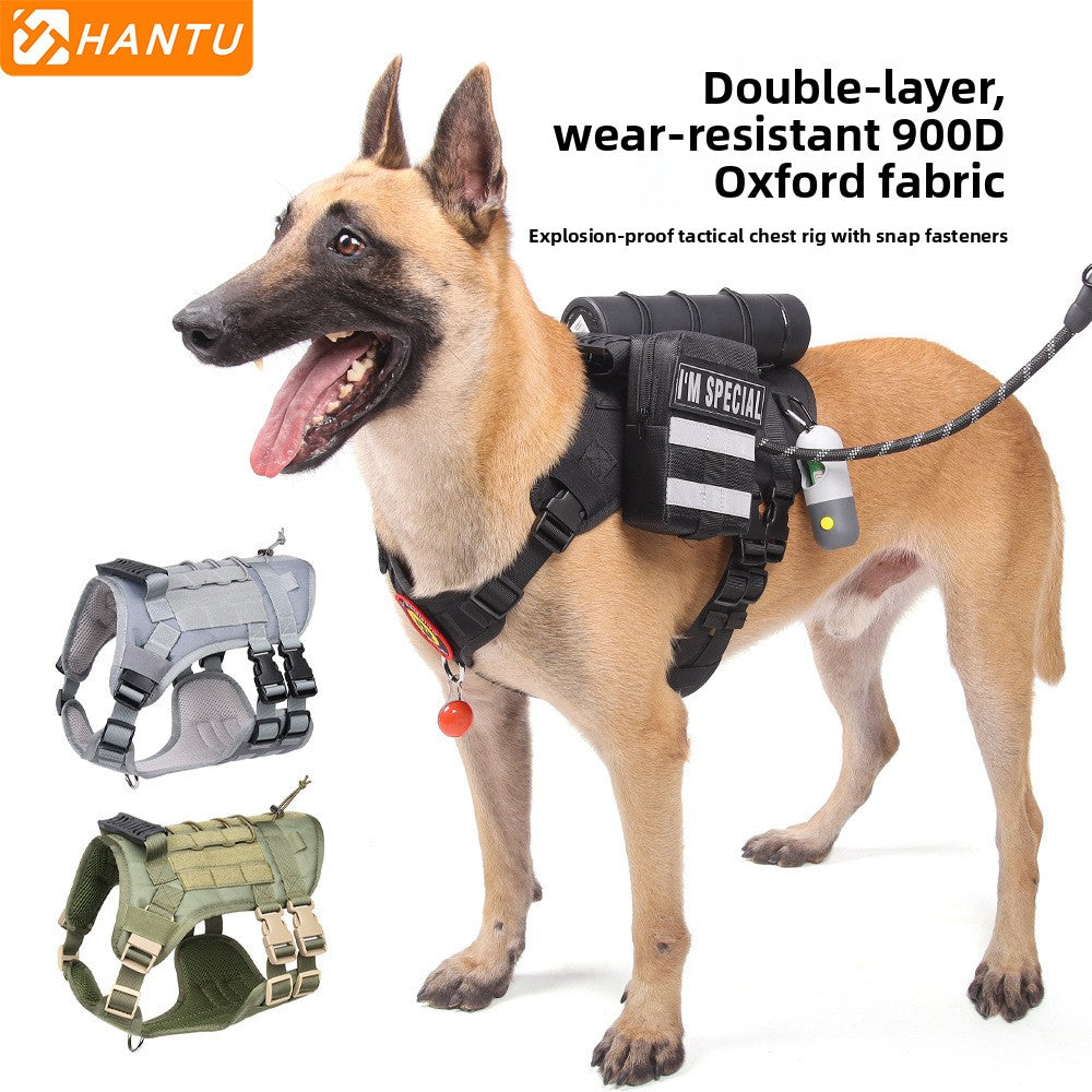 Water-resistant Oxford dog harness vest with reflective strips, product image 1