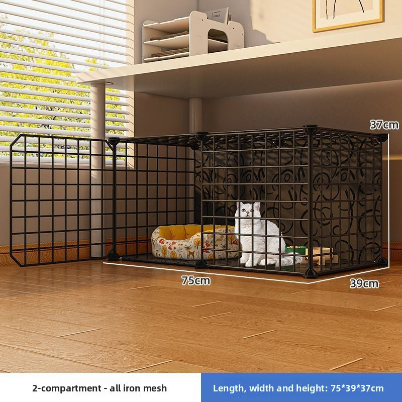 Indoor plastic cat cage with litter area and cat bed, view 16