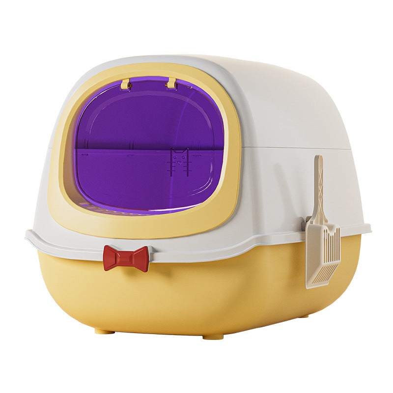 Modern Enclosed Cat Litter Box with Butterfly Entrance, UV Option