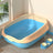 Semi-Enclosed Cat Litter Box with Scoop, Two-Tone Anti-Splash Tray