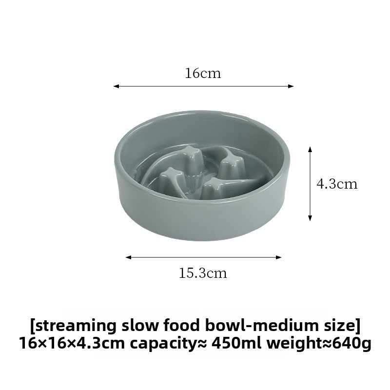 Meteor Shaped Ceramic Slow Feeder Pet Bowl in Small Medium or Large with Stable Base