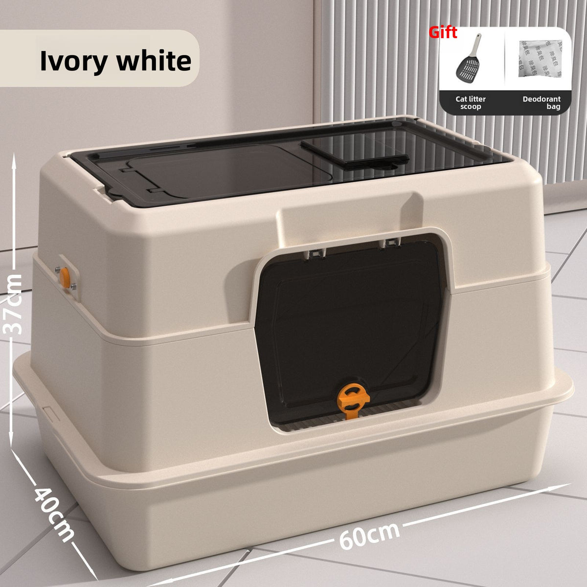 Fully Enclosed Stainless Steel Cat Litter Box, 50cm Wide