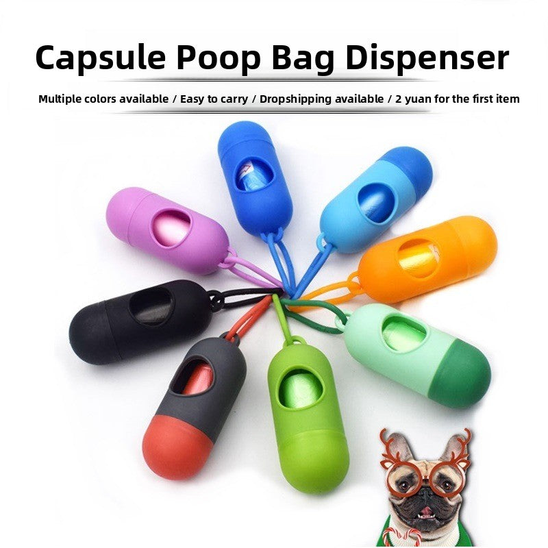 Pet Waste Bag Dispenser Capsule with One-Handed Tear-Off