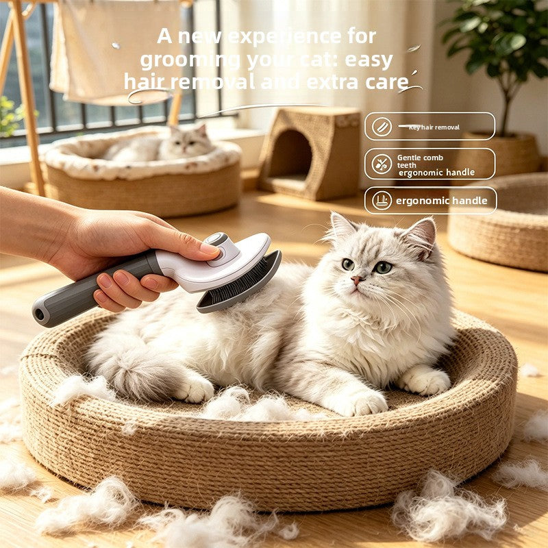 Soft Rounded Pin Deshedding Slicker Brush with One-Touch Release