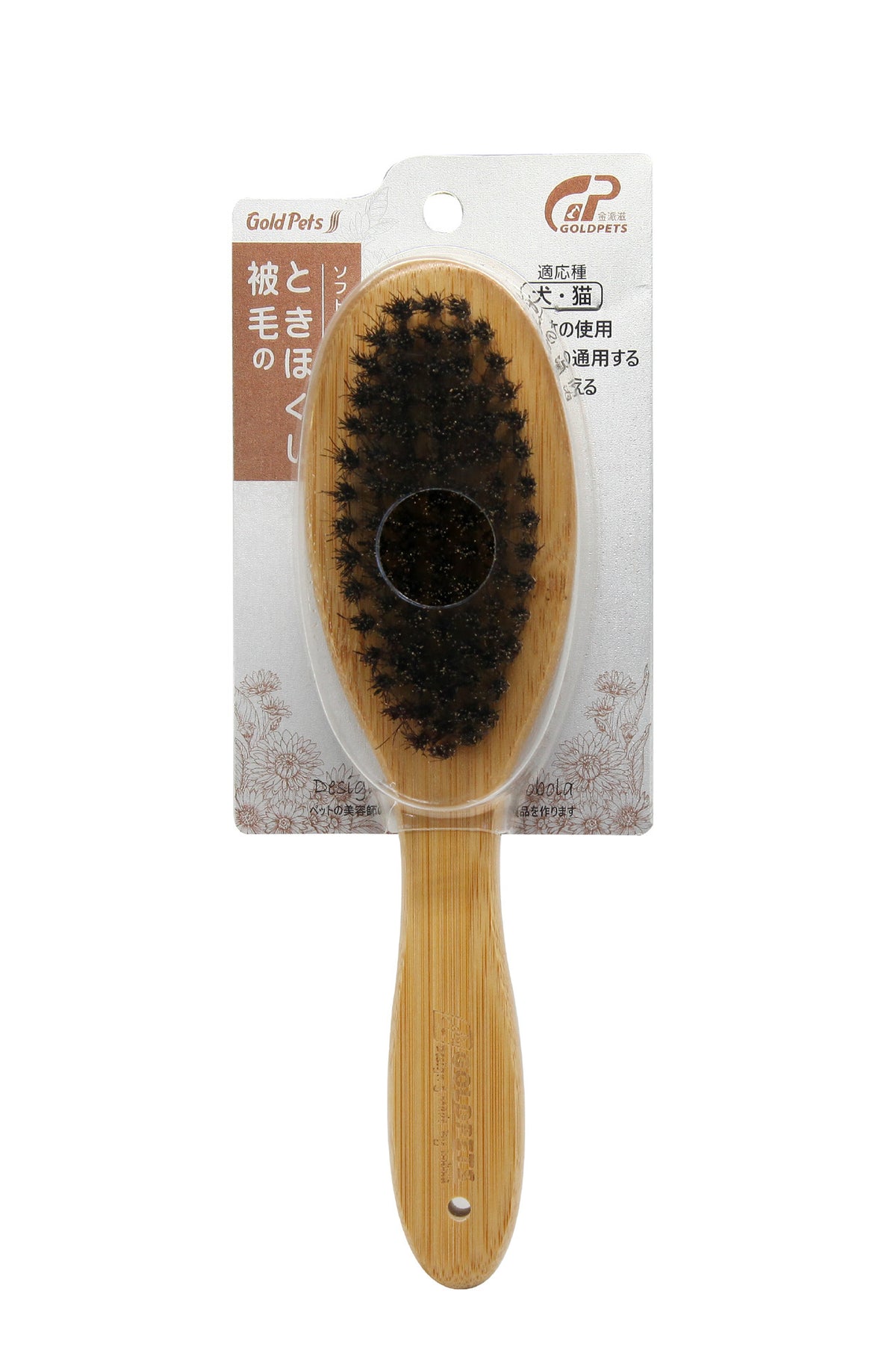 Steel Pin and Boar Bristle Dog Comb with Bamboo Handle