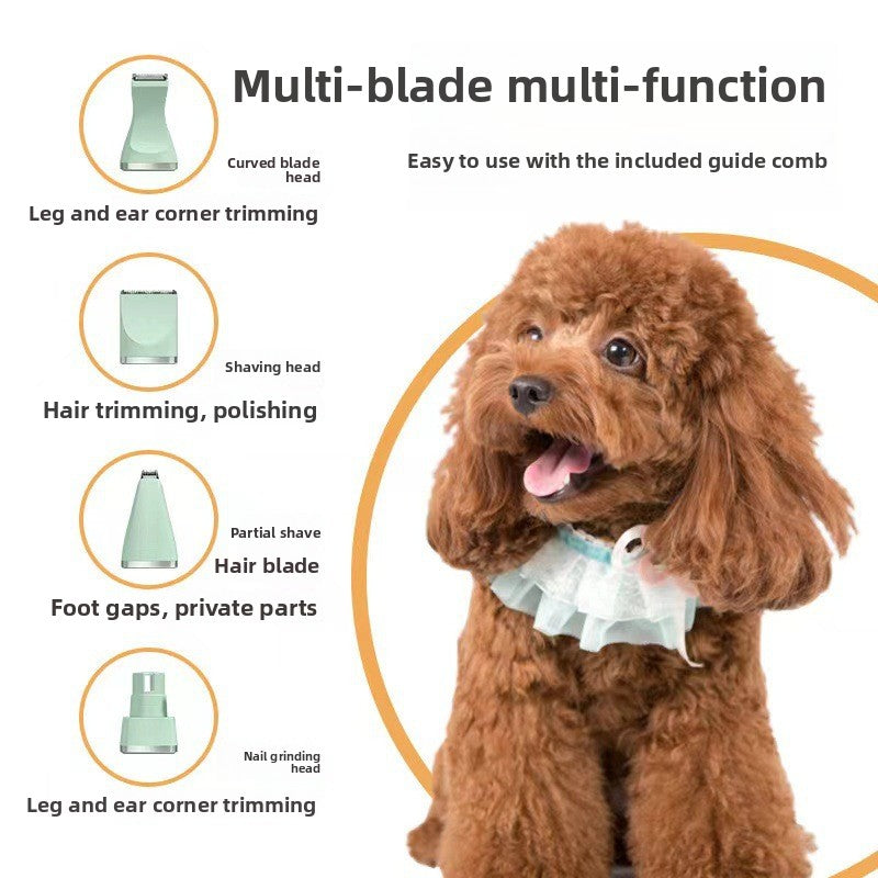 4-in-1 Cordless Pet Clipper and Nail Grinder with Square Head