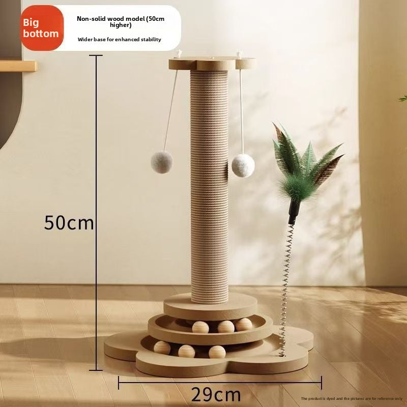 Cartoon cat climbing rack with sisal scratching post in Density Board, 50cm