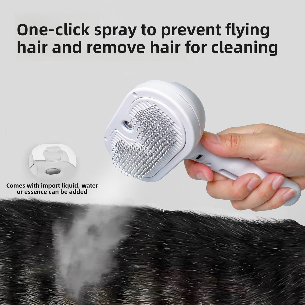 Dual-Sided Pet Spray Comb with Leave-In Essence for Detangling