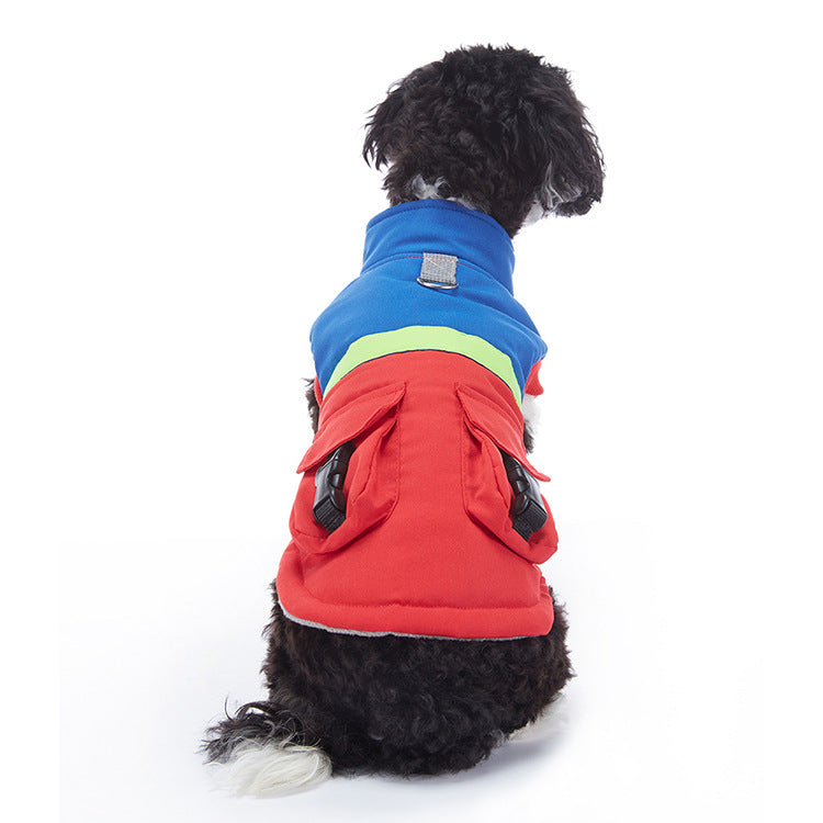 Reflective waterproof dog coat with lamb fleece lining in Bordeaux, in a home setting