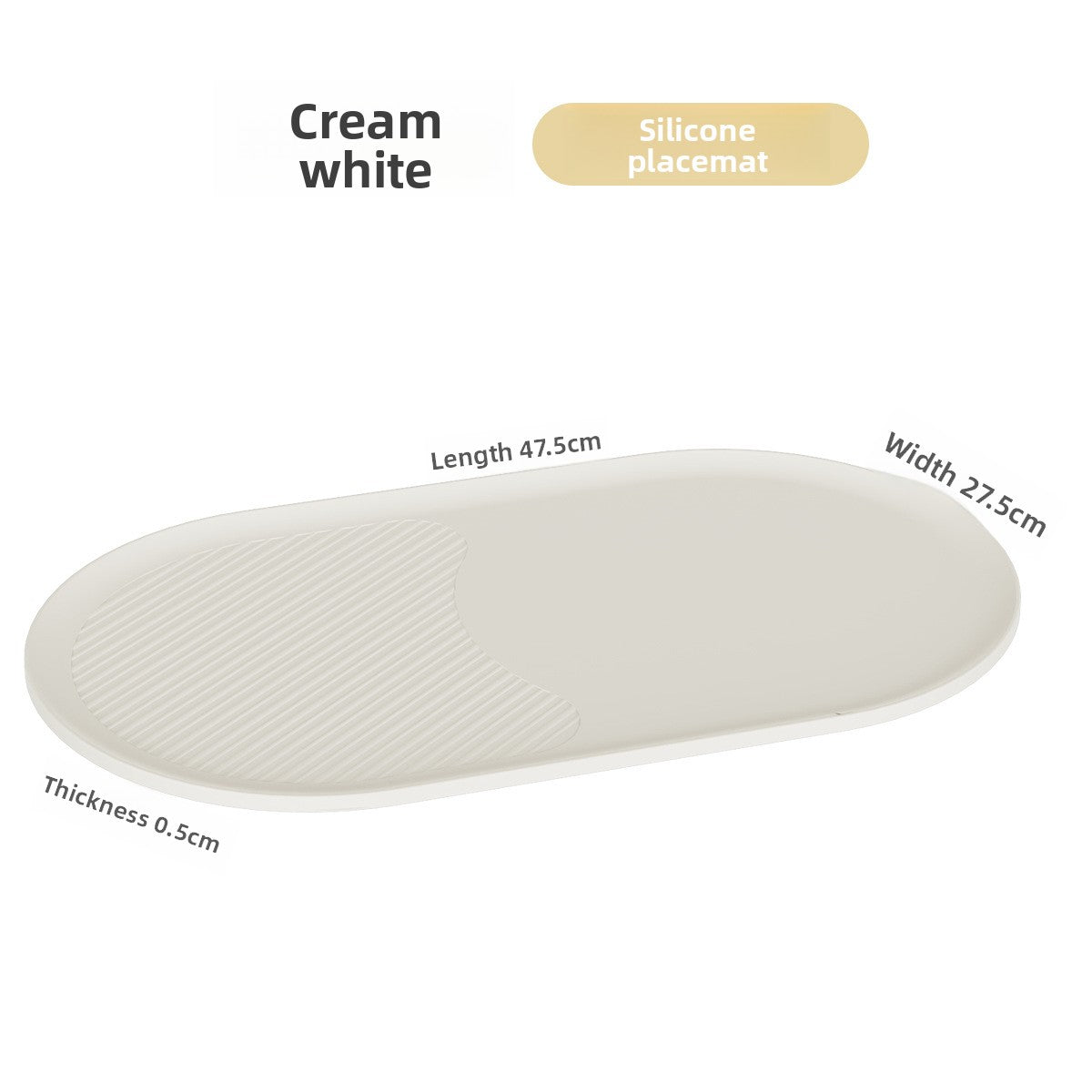 Silicone pet feeding mat with raised edges in cream white
