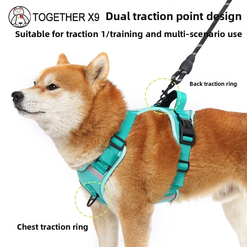 Reflective vest harness for large dogs, ideal for everyday use