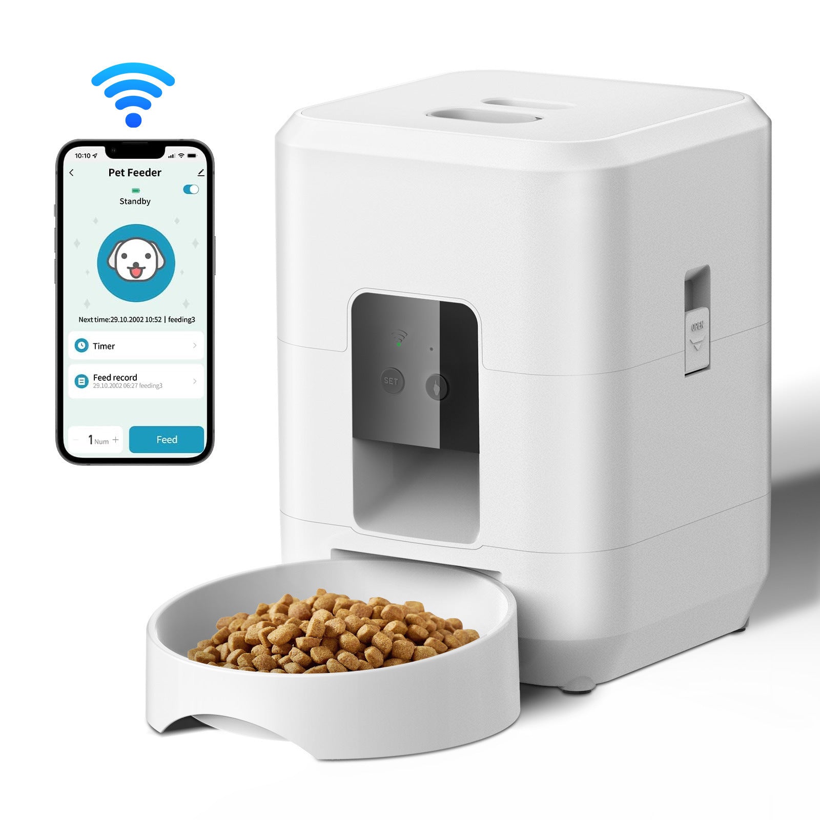 Smart WiFi Automatic Pet Feeder with Camera, 2L Capacity for Cats and Dogs