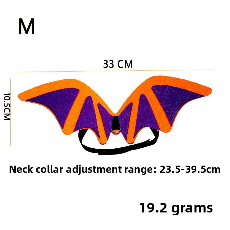 Halloween felt bat wings for dogs and cats in Orange Hat, side view