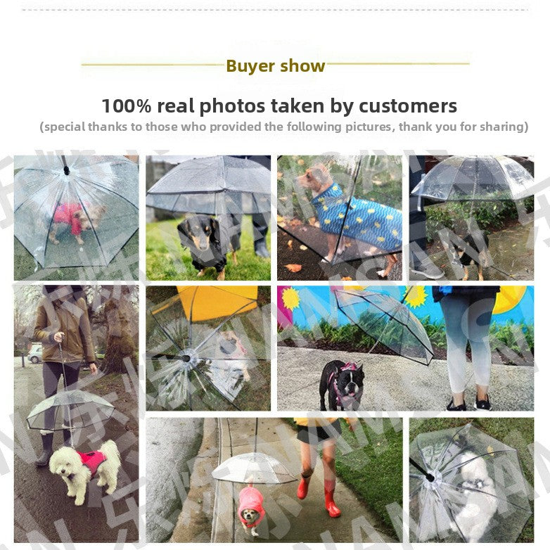Clear Dog Umbrella with Leash for Small Dogs, Rainy Day Walks