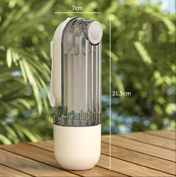 2-in-1 Portable Dog Water Bottle with Lanyard for Walks