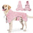 Striped quick dry dog bathrobe towels in pink and green