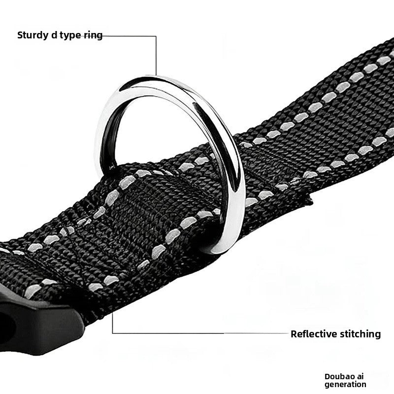 Reflective nylon dog collar, 5 sizes available from Pet Royale UK