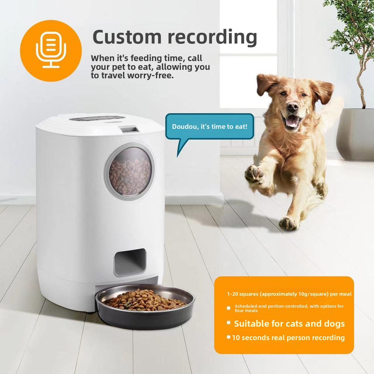 Automatic Pet Feeder 4.5L with Timed Programmable Feeding and App Control