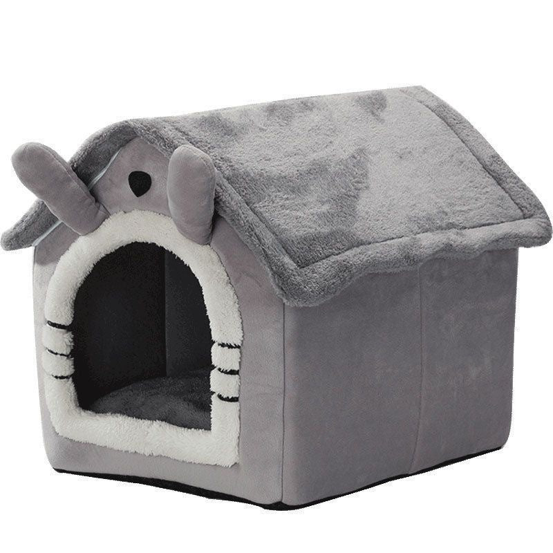 Grey enclosed cat cave bed with removable cushion, photo 17