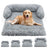 Removable washable plush square dog bed in dark grey