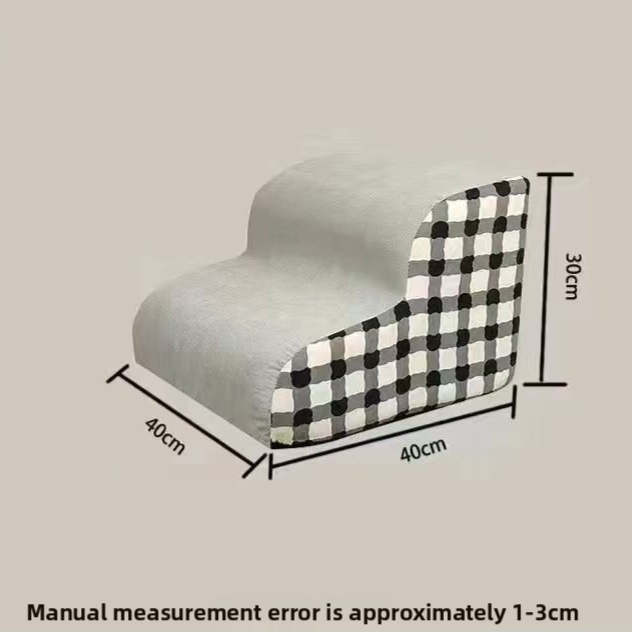 Two-step foam pet stairs with plaid cover, photo 9 of 11