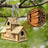 Natural wooden five hole bird nest box house, view 2