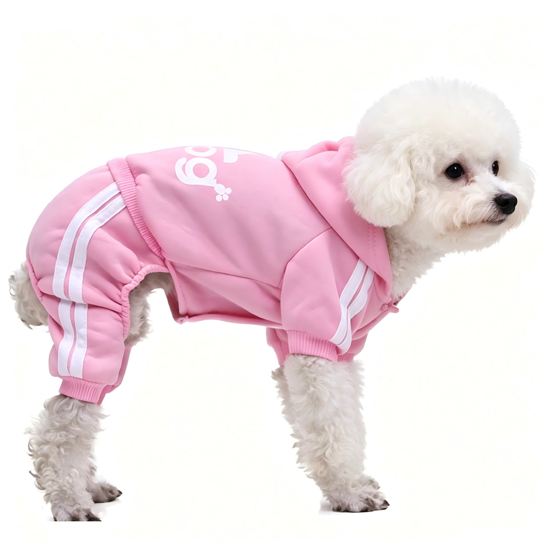 Four leg pet hoodies shown in seven colours