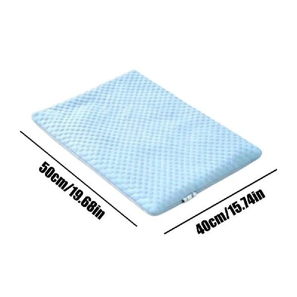 Washable ice silk pet cooling mat with a cat lying on it, view 6