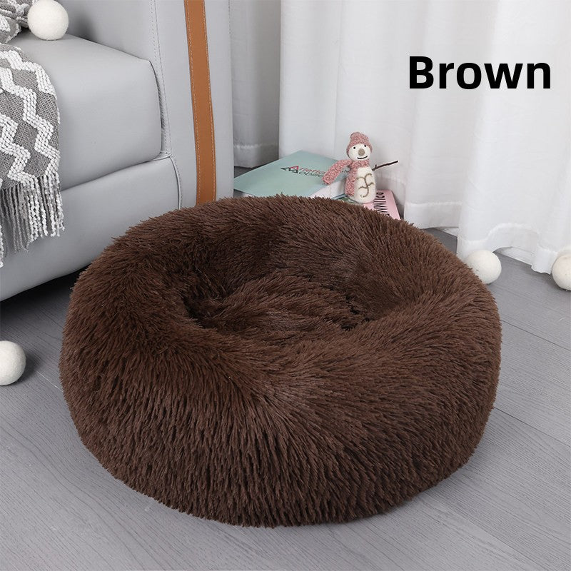 Round donut plush bed for cats and dogs, photo 11 of 43