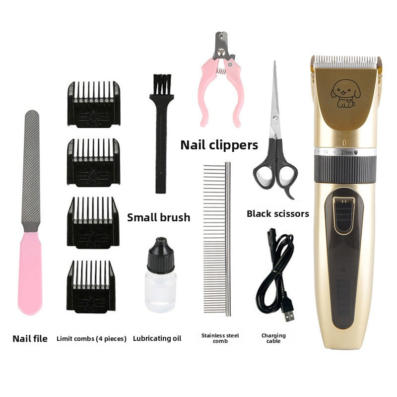 Quiet Electric Dog Grooming Clipper Kit with 8 Piece Accessory Set