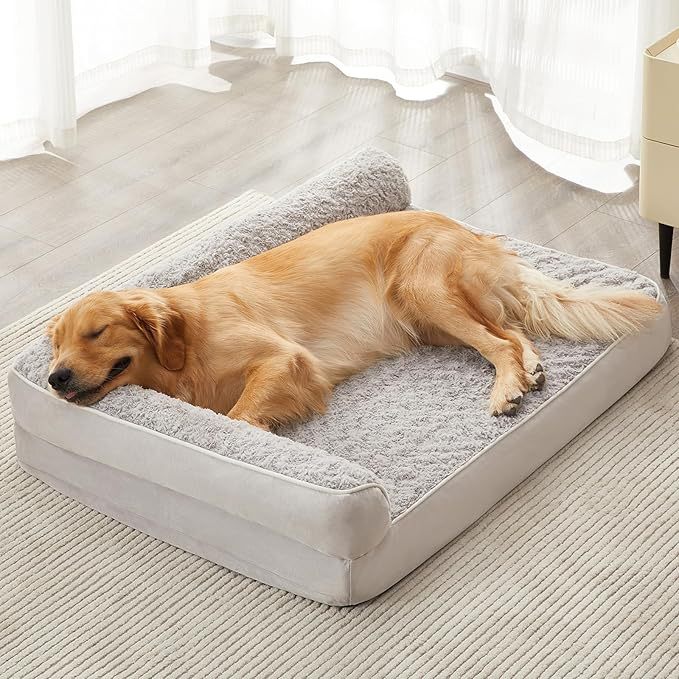 Supportive plush dog bed with removable mat, detail photo 18