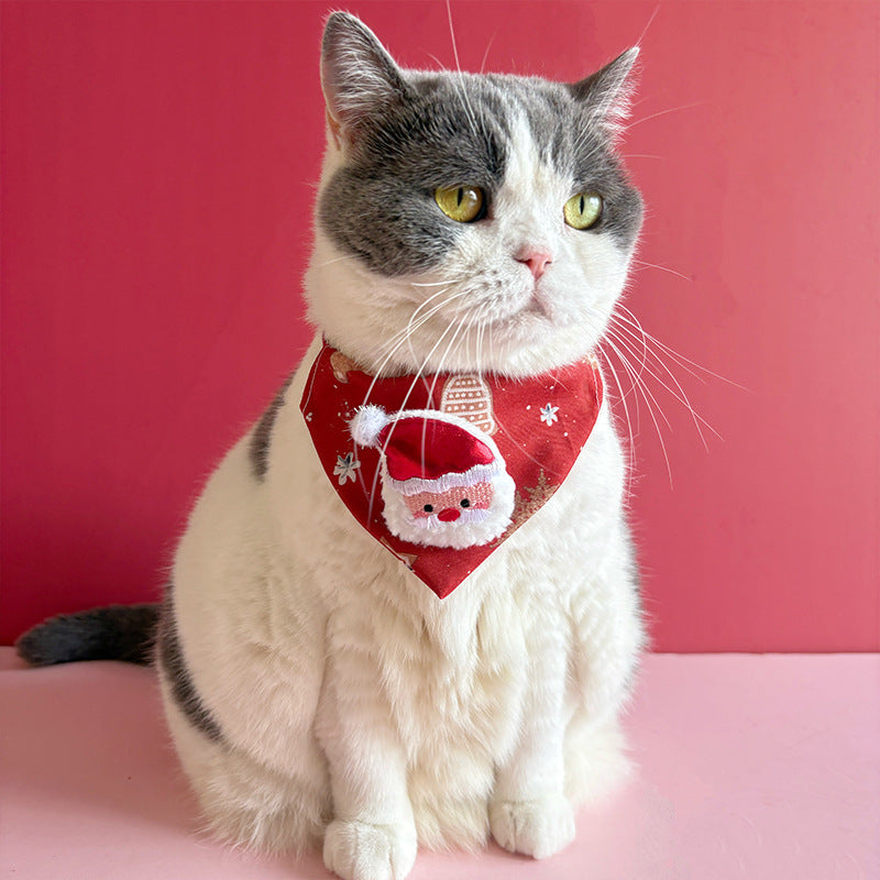 Christmas collar with triangle scarf for cats in Reindeer, in a home setting