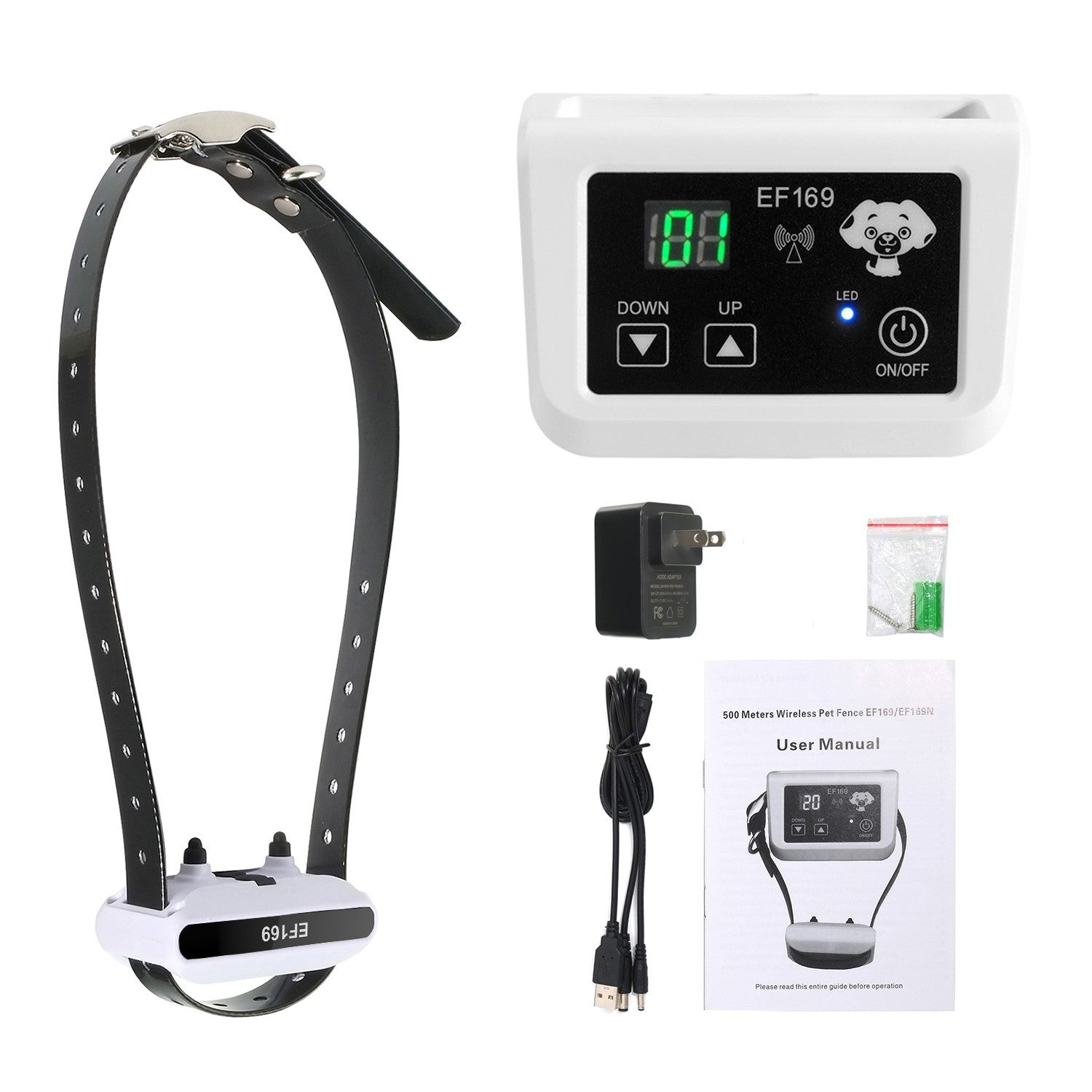 Wireless Dog Fence System with Rechargeable Receiver Collar